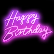 Световая надпись на подложке Happy Birthday, двухцветная, 35*57 см. Фиолетовый/Розовый, 1 шт.