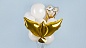 Шар с клапаном (17''/43 см) Мини-фигура, Кольцо с бриллиантом, Золото, 1 шт.