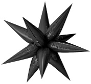 Шар (26''/66 см) Звезда, 3D Составная, Черный, 1 шт. в упак.