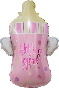 Шар (32''/81 см) Фигура, Бутылочка для малышки, Розовый, 1 шт. 