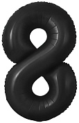 Шар с клапаном (16''/41 см) Мини-цифра, 8, Черный, 1 шт. 