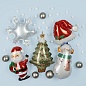 Шар (14''/36 см) Мини-фигура, Дед Мороз с подарками, 1 шт. 