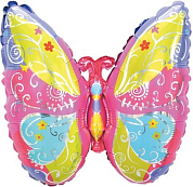 Шар (24''/61 см) Фигура, Экзотическая бабочка, Розовый, 1 шт. 