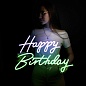 Световая надпись на подложке Happy Birthday, двухцветная, 35*57 см. Фиолетовый/Зеленый, 1 шт.