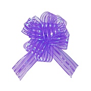 Текстильный бант Шар, Тонкие полосы, Фиолетовый, Металлик, 15 см, 1 шт. 