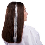 Цветная прядь для волос, Дождик, на заколке, 11 гр., Серебро, 50*3,2 см, 1 шт. 