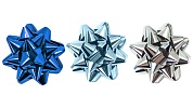 Бант Звезда, Микс 3 цвета, Синий/Голубой/Серебро, Металлик, 7,6 см, 6 шт.