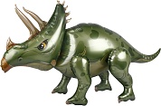 Шар 3D (40''/102 см) Фигура, Динозавр Трицератопс, Зеленый, 1 шт. в упак.