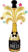 Шар (14''/36 см) Мини-фигура, Бутылка Шампанское, Праздничный фейерверк, 1 шт. 