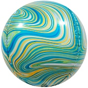 Шар (24''/61 см) Сфера 3D, Мраморная иллюзия, Зеленый, Агат, 1 шт.