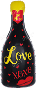 Шар (33''/84 см) Фигура, Бутылка, Шампанское "Love", Черный, 1 шт.