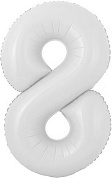 Шар с клапаном (16''/41 см) Мини-цифра, 8, Белый, 1 шт. 