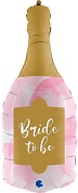 Шар (36''/91 см) Фигура, Бутылка, Свадебное Шампанское, Розовый, 1 шт.