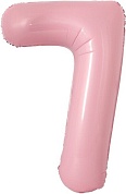 Шар с клапаном (16''/41 см) Мини-цифра, 7, Розовый, 1 шт. 