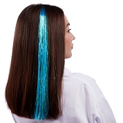 Цветная прядь для волос, Дождик, на заколке, 11 гр., Голубой, 50*3,2 см, 1 шт. 