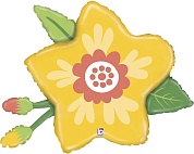 Шар (34''/86 см) Фигура, Цветок, Желтый, 1 шт.
