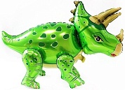 Шар 3D (36''/91 см) Фигура, Динозавр Трицератопс, Зеленый, 1 шт. в упак.