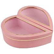 Коробка Сердце, с прозрачной крышкой, Половинка целого, Розовый, 29,7*26*8 см, 1 шт. 