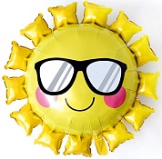 Шар (31''/79 см) Фигура, Солнце в солнечных очках, Желтый, 1 шт.