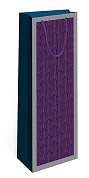 Пакет подарочный для вина, Орнамент, Фиолетовый, 36*12*9 см, 1 шт.