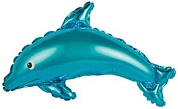 Шар с клапаном (15''/38 см) Мини-фигура, Дельфин, Голубой, 1 шт.