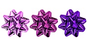 Бант Звезда, Микс 3 цвета, Розовый/Фуксия/Фиолетовый, Металлик, 7,6 см, 6 шт.