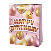 Пакет подарочный, С Днем Рождения (пастель), Дизайн №4, с блестками, 23*18*10 см, 1 шт.