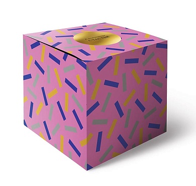 Коробка складная, С Пожеланием Счастья, Розовый, Металлик, 11*11*10 см, 1 шт.
