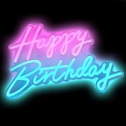 Световая надпись на подложке Happy Birthday, двухцветная, 35*57 см. Розовый/Голубой, 1 шт.