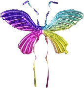 Шар (37''/94 см) Фигура 3D, Бабочка, Карнавальные крылья, Радужный, Градиент, 1 шт. 