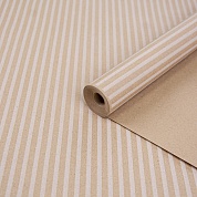 Упаковочная бумага, Крафт 40гр (0,7*7,5 м) Узкие полосы, Коричневый/Белый, 1 шт.