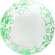 Шар (18''/46 см) Сфера 3D, Deco Bubble, Зеленые звезды, Прозрачный, Кристалл, 1 шт. в упак.