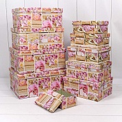 Набор коробок Цветочный коллаж, Розовый, 34*26*15 см, 10 шт.