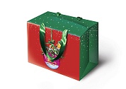 Пакет-коробка подарочный, Елочный шар, Красный/Зеленый, 26*23*11 см, 1 шт.