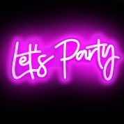 Световая надпись на подложке Let's Party, 18,5*43 см. Розовый, 1 шт.