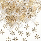 Декоративное украшение Снежинки, фетр, 2 см, Золото, 300 шт.