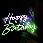 Световая надпись на подложке Happy Birthday, двухцветная, 35*57 см. Фиолетовый/Зеленый, 1 шт.